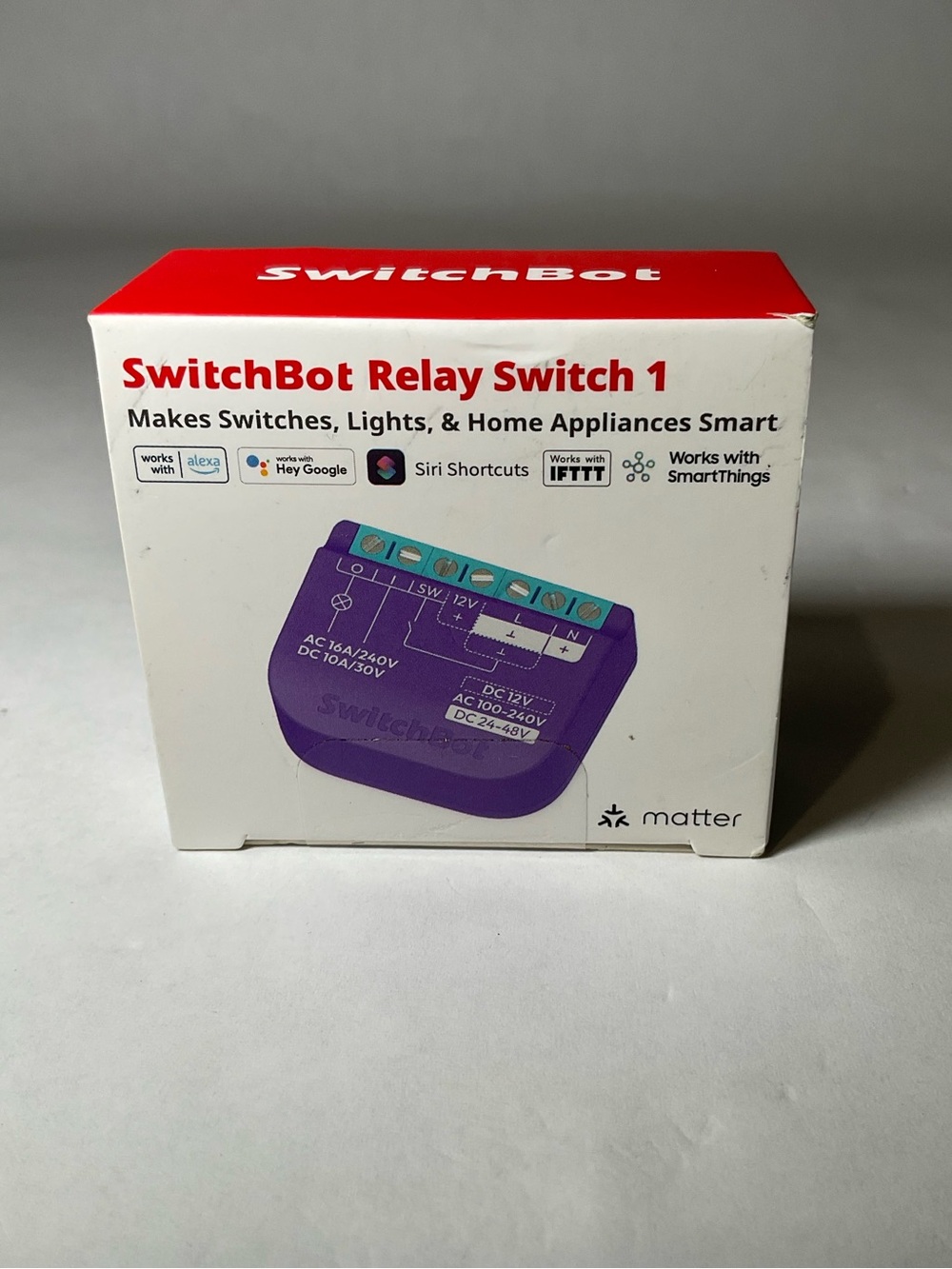 SwitchBot Smart Relay Switch 1,Smart Relay Module with Built-in Hub, Wi-Fiand